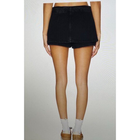 Free People We The Free Gallivanting Black Skort Micro Mini Denim Size 26 - Picture 3 of 16